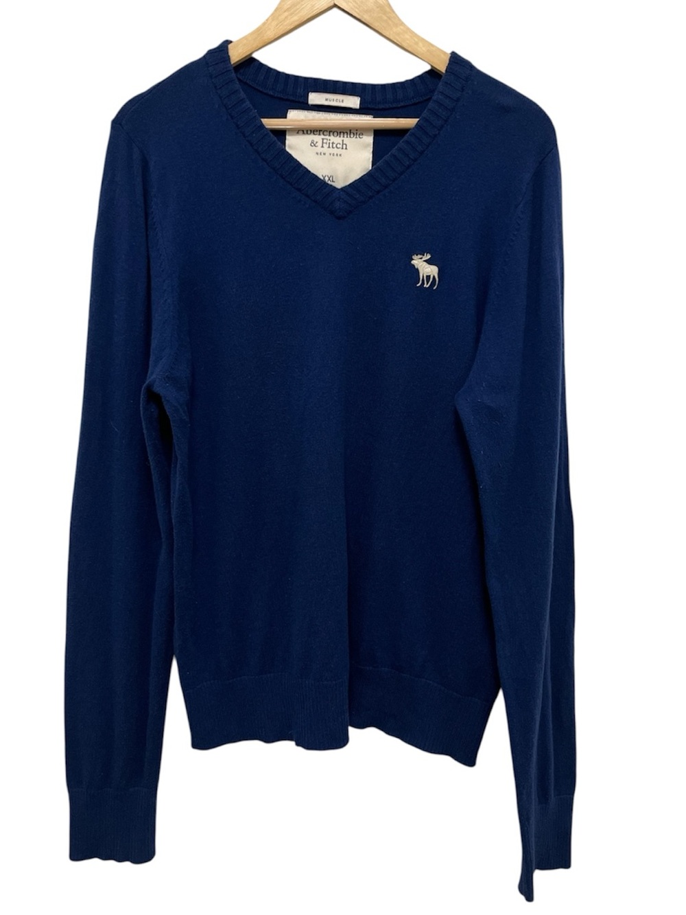 Abercrombie & Fitch Vintage Y2K Cashmere Blend V Neck Muscle Sweater Size XXL